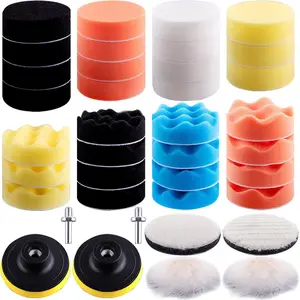 38 Pieces Car Polishing Pad Kit 3 Inch Buffing Pads Foam Polish Pads Polisher Attachment for Drill suitable for all kinds of coat paints' waxing and polishing