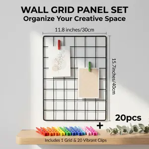 Wire Mesh Photo Grid, Minimalist Wall Mount Grid Board, Versatile Decorative Display Rack for Bedroom, Dorm & Office