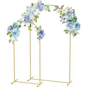Gold Arch Backdrop Stand Garden Arch Decoration Set (2-piece set) Metal Arch Stand, suitable for graduation ceremonies, garden floral decorations, birthday parties, and round balloon banners
