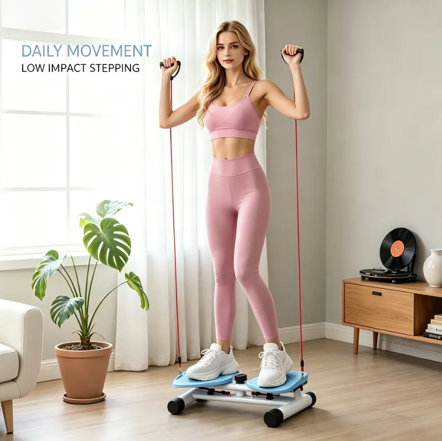 Twist Stepper with Resistance Bands, At Home Gym Exercise Equipment for Whole Body Workout, Portable & Quiet Metal Frame Core Trainer with Non-Slip Pedals, Exercise Equipment For Home, Fitness Exercise Equipment