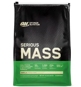 Optimum Nutrition Serious Mass Weight Gainer Protein Powder, Vitamin C and Zinc for Immune Support, Vanilla, 12 Pound