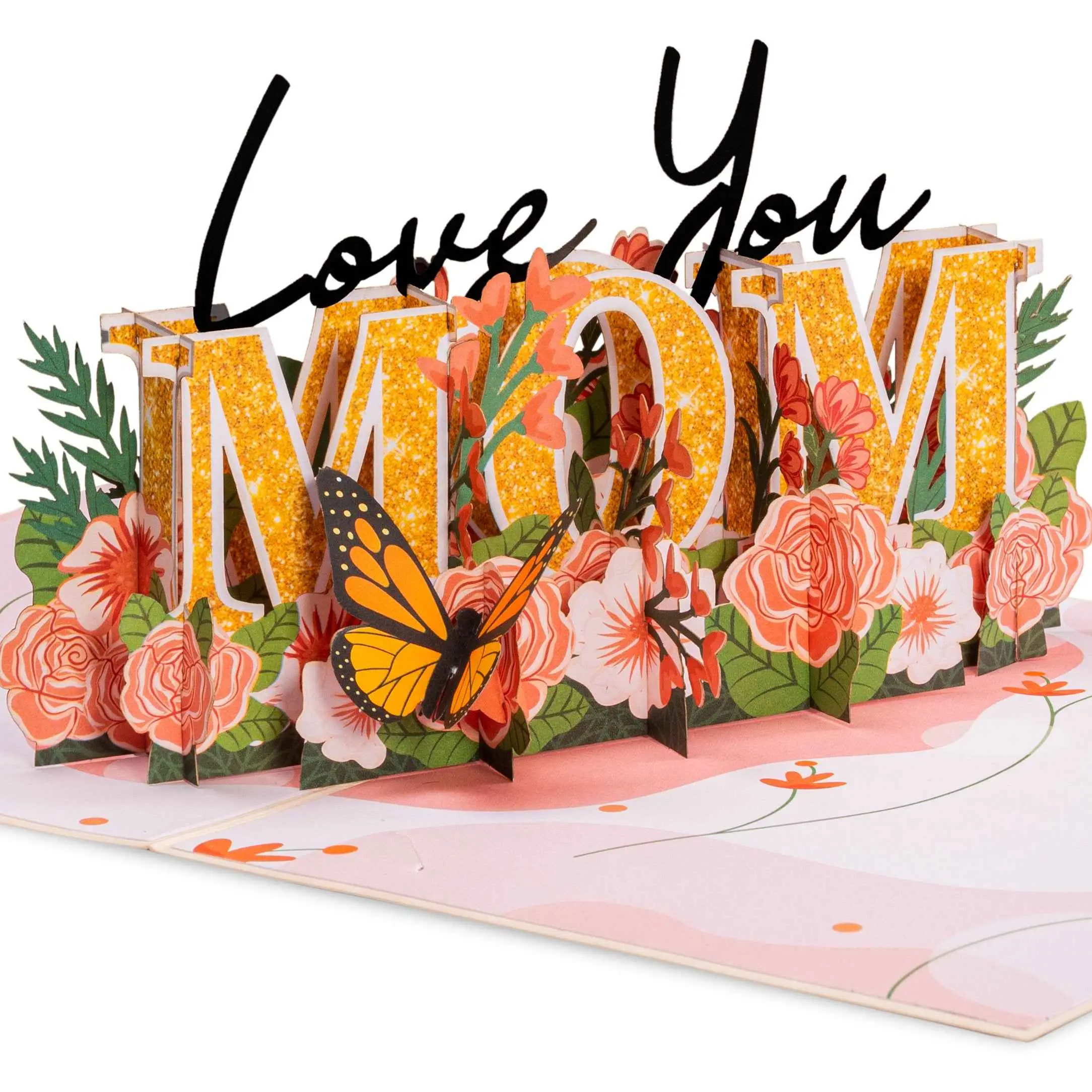 Paper Love Brand 5x7 Premium Laser-Cut Flowers & Butterfly Pop-Up Appreciation Card, Mothers Day Card with Loving Message for Gifting, Appreciation Cards, Mothers Day Cards