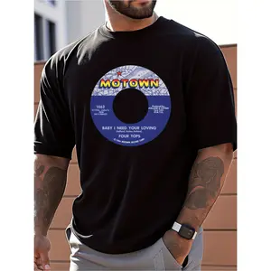 graphic tees mens clothes t shirts for men design with print cotton fabric shirts for men suits for men record print mens casual t shirt loose fit ideal for music lovers adds a fashionable touch suitable for daily and outdoor wear in s
