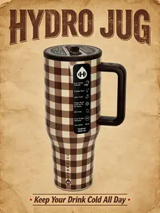 HydroJug 40oz Traveler Classic Brown Bow Tie, Flip Straw, All-Day Hydration, Portable Drink Cup, Water Bottle, Reusable Bottle, Stylish Design