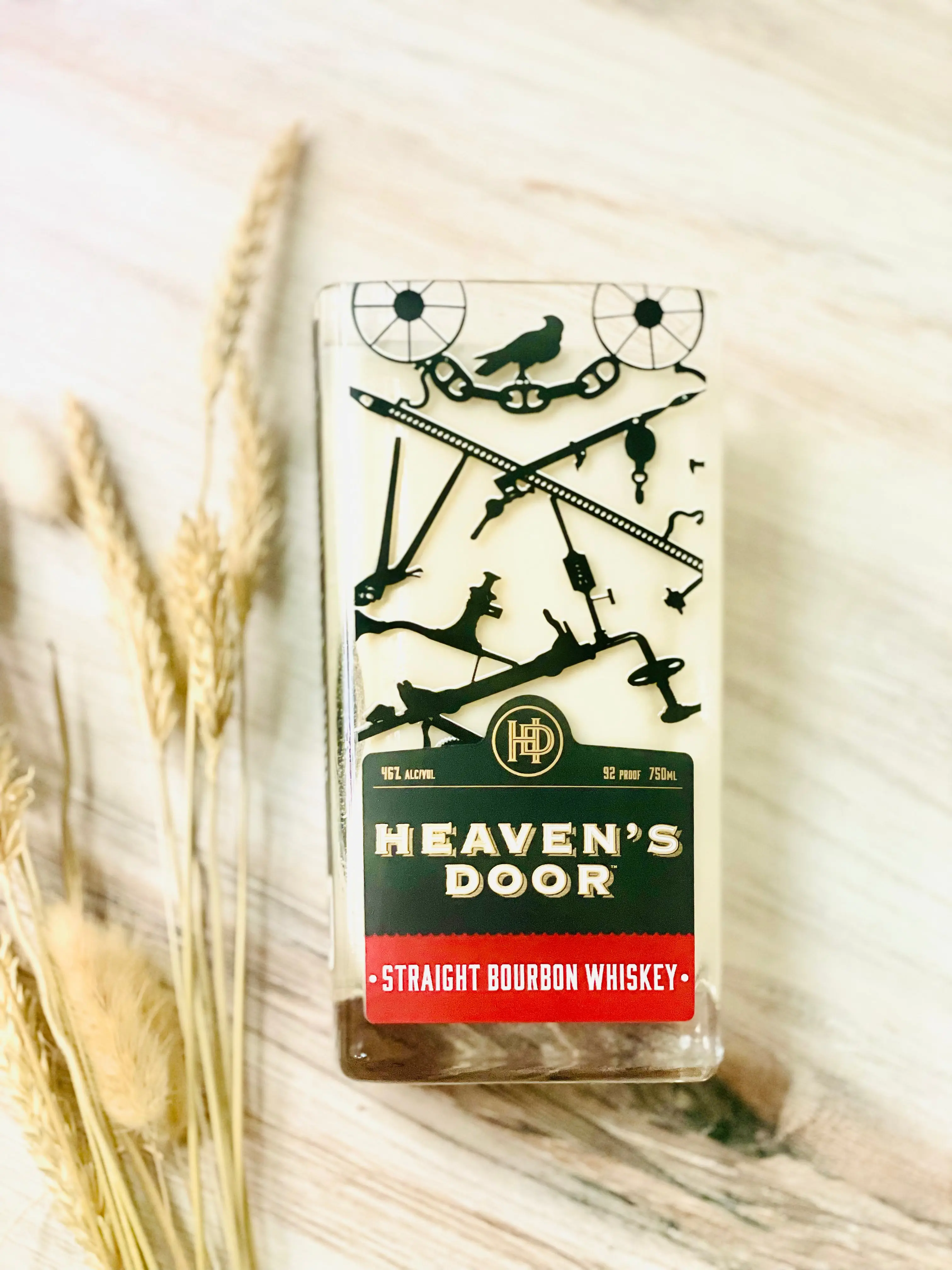 Bourbon Candle - Heavens door bourbon Bottle - old fashioned scent - organic soy wax -  liquor bottle candle