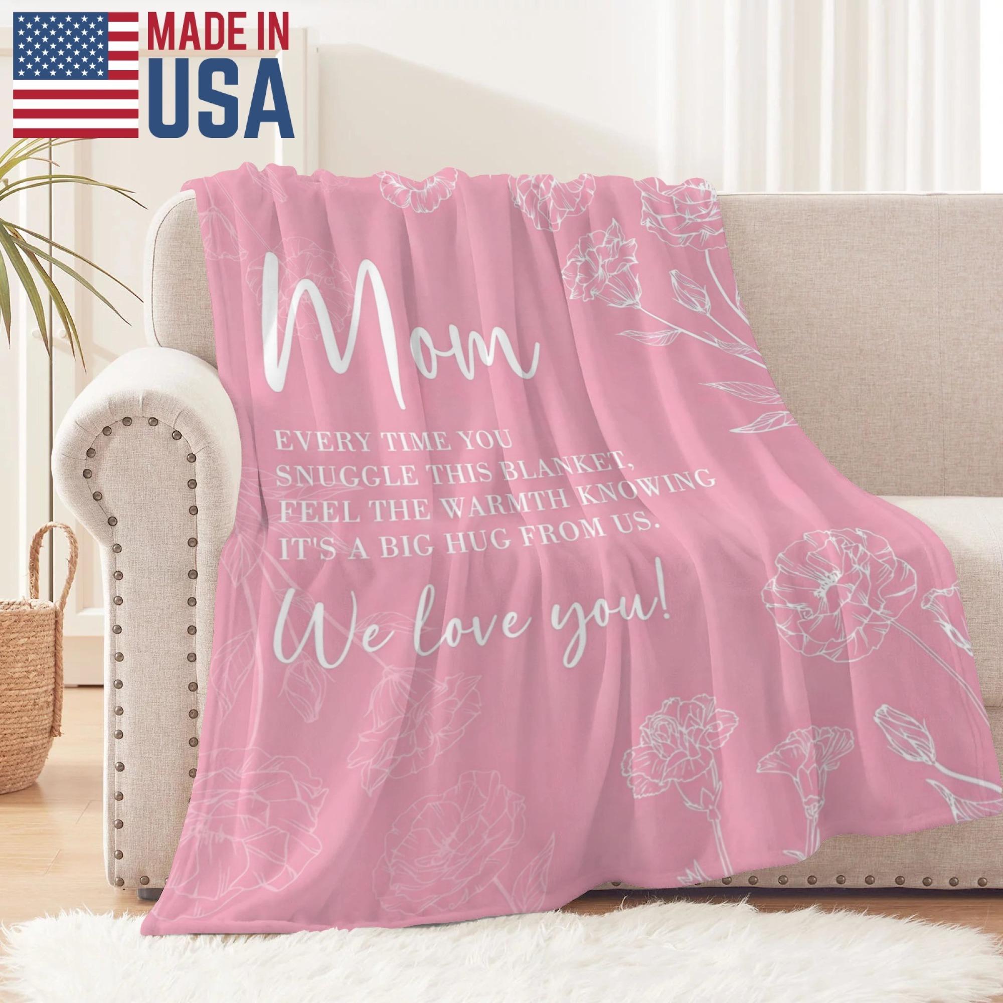Gifts for Mom Mothers Day, Mom Birthday Gifts Blanket, Moms Gift for Women from Daughter Son, We Love You Present for Mother Mommy Christmas 60" x 50", Pink cooling