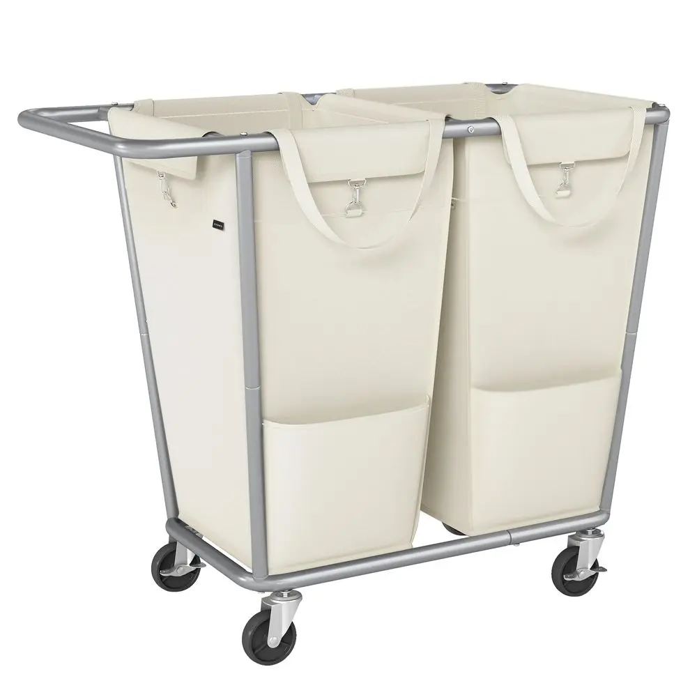 SONGMICS Wheeled Laundry Basket - Laundry Cart with Smooth Transport Wheels, Removable Bags, Heavy-Duty Steel Frame and Carry Handle