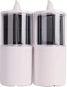 Solar Candles Outdoor ,Flameless Pillar  Rechargeable Candle,Solar Candles 2.5"x6.5",Dusk to DAW,for Garden Patio Yard Lawn Cemetery Decoration,Set of 2