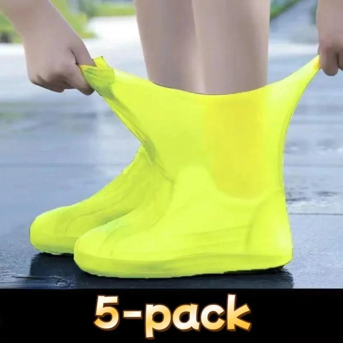 5Pairs  Resistant Waterproof Shoe Covers Anti Slip Transparent Soft Sole Unisex Full Protection Boot Covers Rainy Snow Hiking Camping Gardening