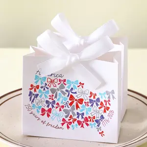 Independence Day Candy Gift Box, Bow Usa Map Design, Party Decorations and Small Gifts, Limited Edition Independence Day Decoration