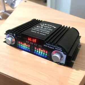 1600W Peak Power Digital 4-Channel HIFI Home Amplifier - Aluminium Alloy Shell Car & Home Audio Device with Bluetooth, FM Radio, USB, Remote Control, Karaoke, Smartphone Compatibility