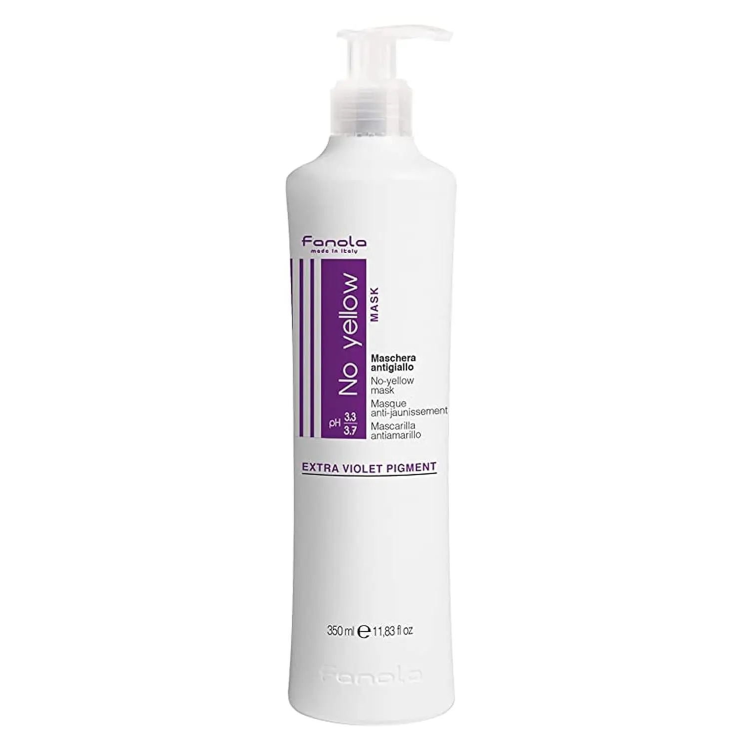 Fanola No Yellow Mask, 11.8 oz - Purple Toning Mask to Remove Yellow Tones & Brassiness from Blonde, Silver, Gray, Highlighted and Bleached Hair