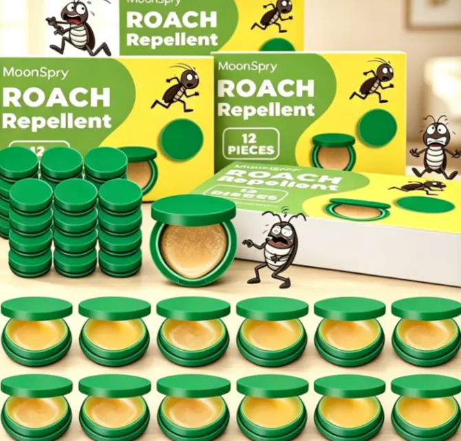 MoonSpry 12-Pack Natural Roach Repellent Pods, Plant-Based Cockroach Deterrent, Safe Indoor Roach Control for Kitchen & Bathroom, Family & Pet-Friendly Home Pest Care Supply