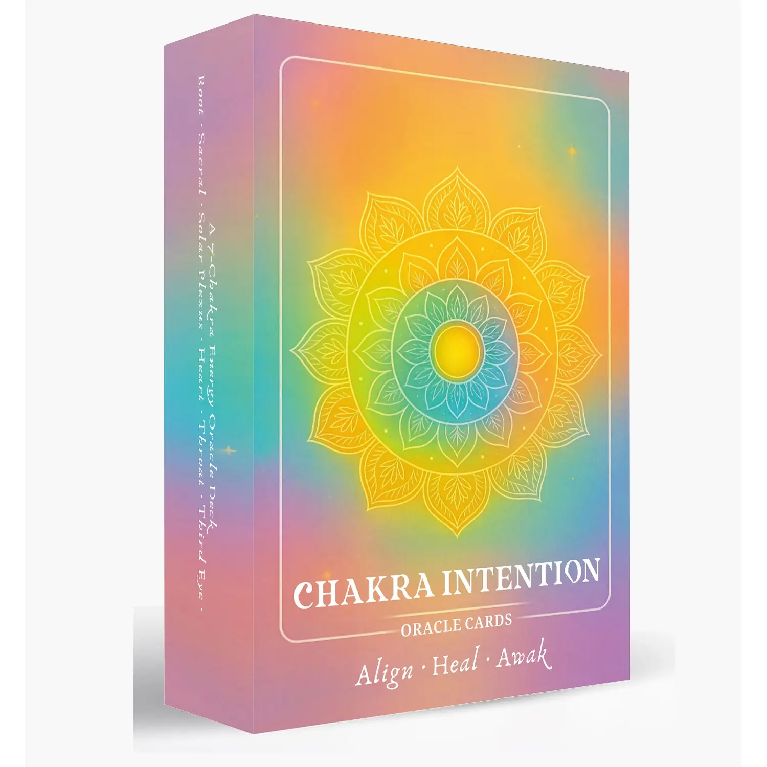 Chakra Intention Oracle Cards, 49 oracle cards with meanings Reflection Deck for Mindfulness, Intention Setting Meditation, Mindfulness Tool, Heart, Solar Plexus, Sacral, Throat for Self-Reflection Personal Gro Awareness