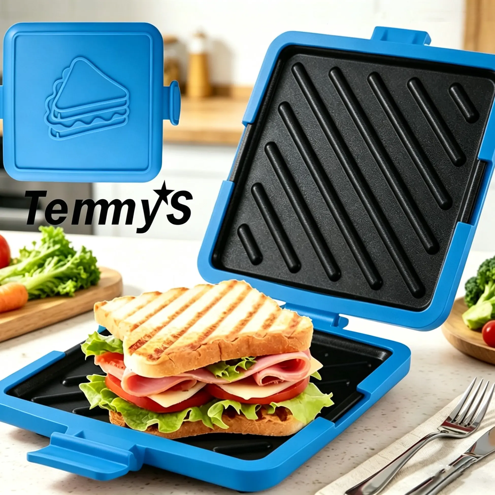 Microwave Sandwich Maker Toasite Non-Stick Grill Plate, Nonstick Tabletop Griddle, Gourmet Sandwich Maker, Toastie Machine, No Power Needed, Wireless, Time-Saving, Quick, Dishwasher Safe
