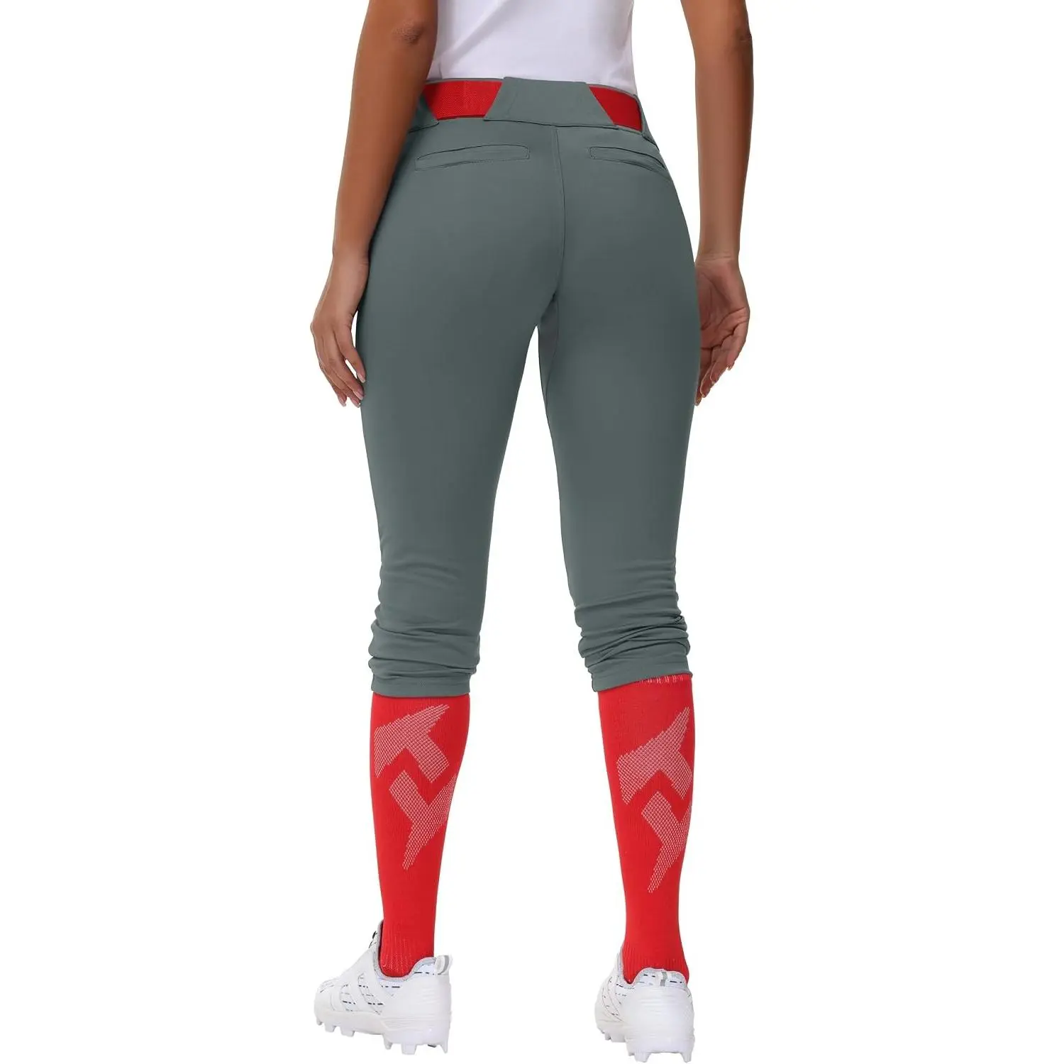 Women's Utility Softball Pants - Woman Adult Tweeners Low Rise 3/4 Leg Track Pants Dual-Layer Knee Youth Girls