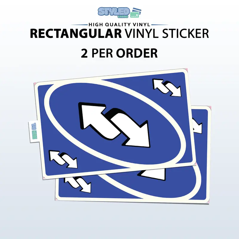 uno revers rectangle vinyl sticker