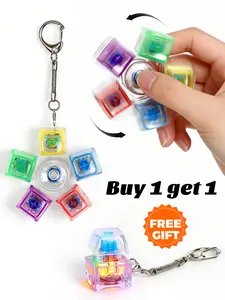 [Buy 1 get 1] Glowing Keyboard Fidget Spinner Keychain, Portable Stress Relief Toy with Smooth Spinning & Satisfying Clicking Sounds, Ideal for Anxiety & ADHD Relief, Perfect Everyday Carry Gift for Adults & Teens