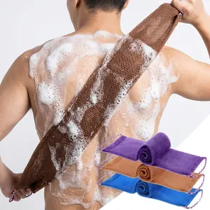 Upgraded 3-Pack African Bath Net, Nylon Exfoliating Body Scrub with Quick Lather, No Mold, Fast Drying, 30.1" Extra Long Ergonomic Hand Loops for Full Body Coverage, Plus Plastic Rotating Toilet Seat Cover & High Pressure Silicone Plunger