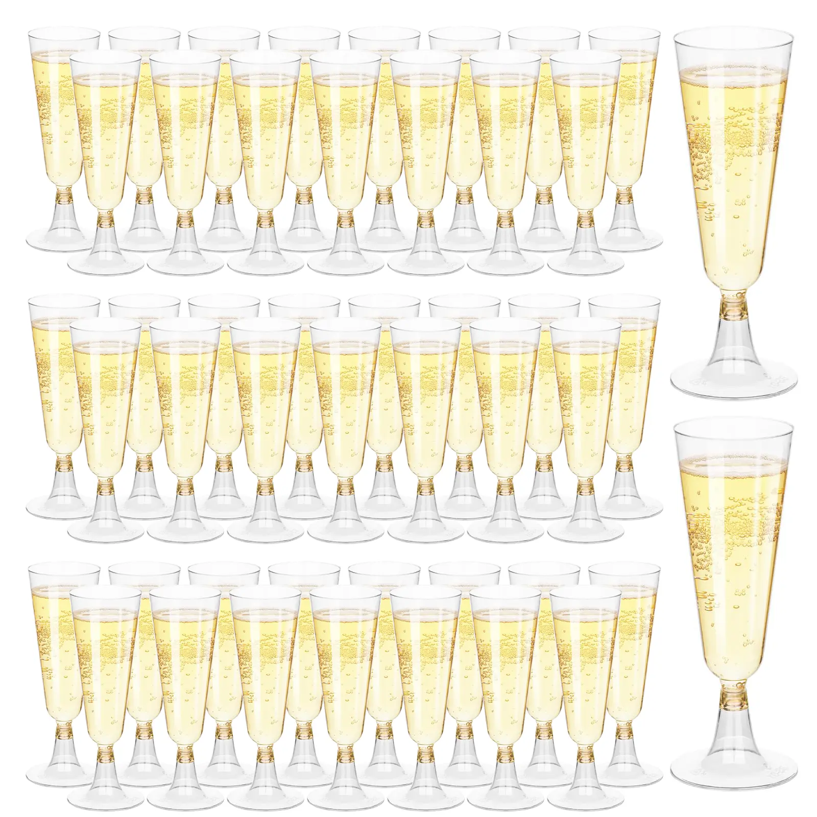 Kesaplan 100Pcs 5OZ Plastic Champagne Flutes,Disposable Plastic Clear Champagne Wine Cup glasses, for Babyshower Party Wedding Cocktail Cups