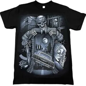 Cholo Skeleton 64 Impala Crusin T Shirt Cotton Menswear Tshirt Streetwearmen gifts,graphic tees