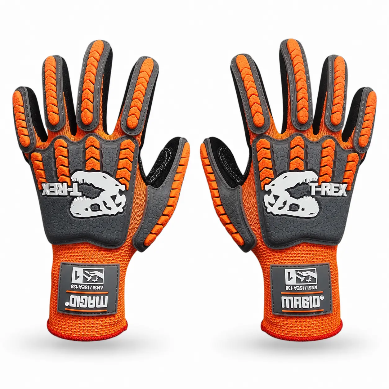 Magid TRX400 General Purpose Impact Hand Gloves - 1 Pair, 13-Gauge Polyester Shell, Elastic Knit Wrist Cuff, Color-Coded Cuff, M-Force Defense System, Enhanced Grip for Construction Workers, Maintenance, Towing, Agriculture, Emergency Response