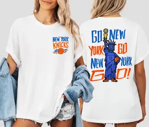 [Sale Off 50%] Go New York Go Shirt, New York City Basketball T-Shirt, Retro NYC Basketball Finals Game Graphic Tee, Knicks Fan Streetwear Apparel