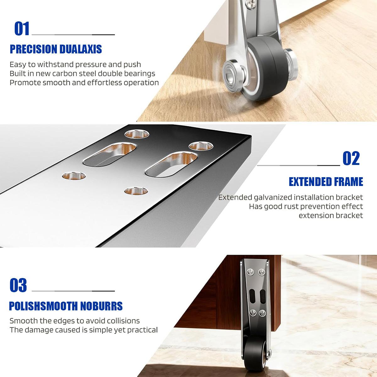 Vertical Track Roller Wheel, Heavy Duty 110LBS Sliding Door Bottom Guide, Anti-Wobble Door Stop, Nylon Wheel & Aluminum Bracket, Smooth Quiet Sliding, Easy to Install Replacement Parts for Barn Door, Interior Door, Wardrobe, Cabinet, Closet Organizer Vertical Track Roller Wheel, Heavy Duty 110LBS Sliding Door Bottom Guide, Anti-Wobble Door Stop, Nylon Wheel & Aluminum Bracket, Smooth Quiet Sliding, Easy to Install Replacement Parts for Barn Door, Interior Door, Wardrobe, Cabinet, Closet Organizer