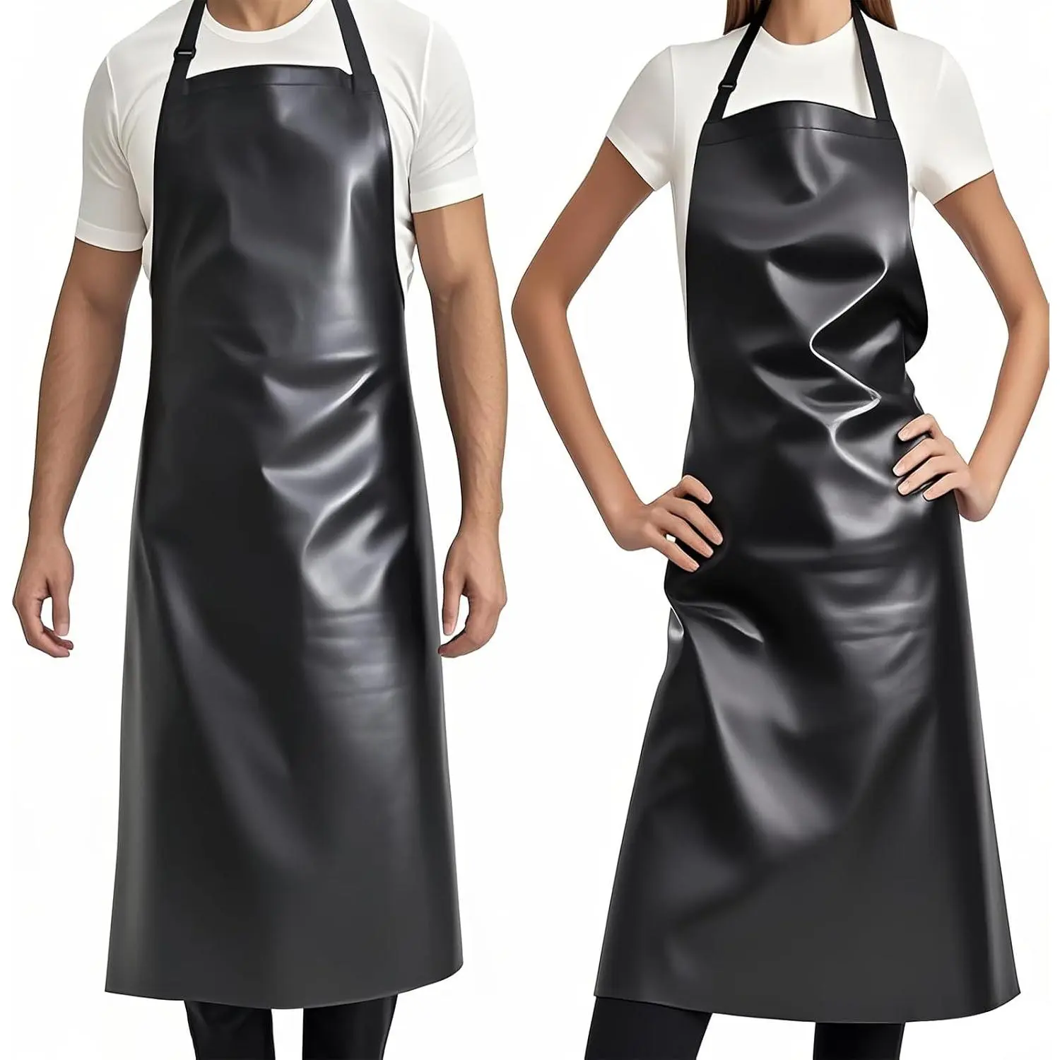 Adult Heavy-Duty Waterproof Rubber Vinyl Apron - 1 Pack, 40" Length, Chemical-Resistant, Comfortable, Adjustable Bib, All Seasons, Industrial Use for Grilling, Full Coverage, Drip-Resistant, Anti-Stain Heavy-Duty Apron, Full Coverage Aprons