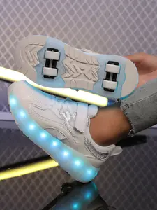 Girls' High-Quality Training Shoes, LED Light-Up Roller Skates, USB Rechargeable, Detachable Wheels, All-Season Casual Sneakers, Casual Trainers, Footwear Athletic Trainer