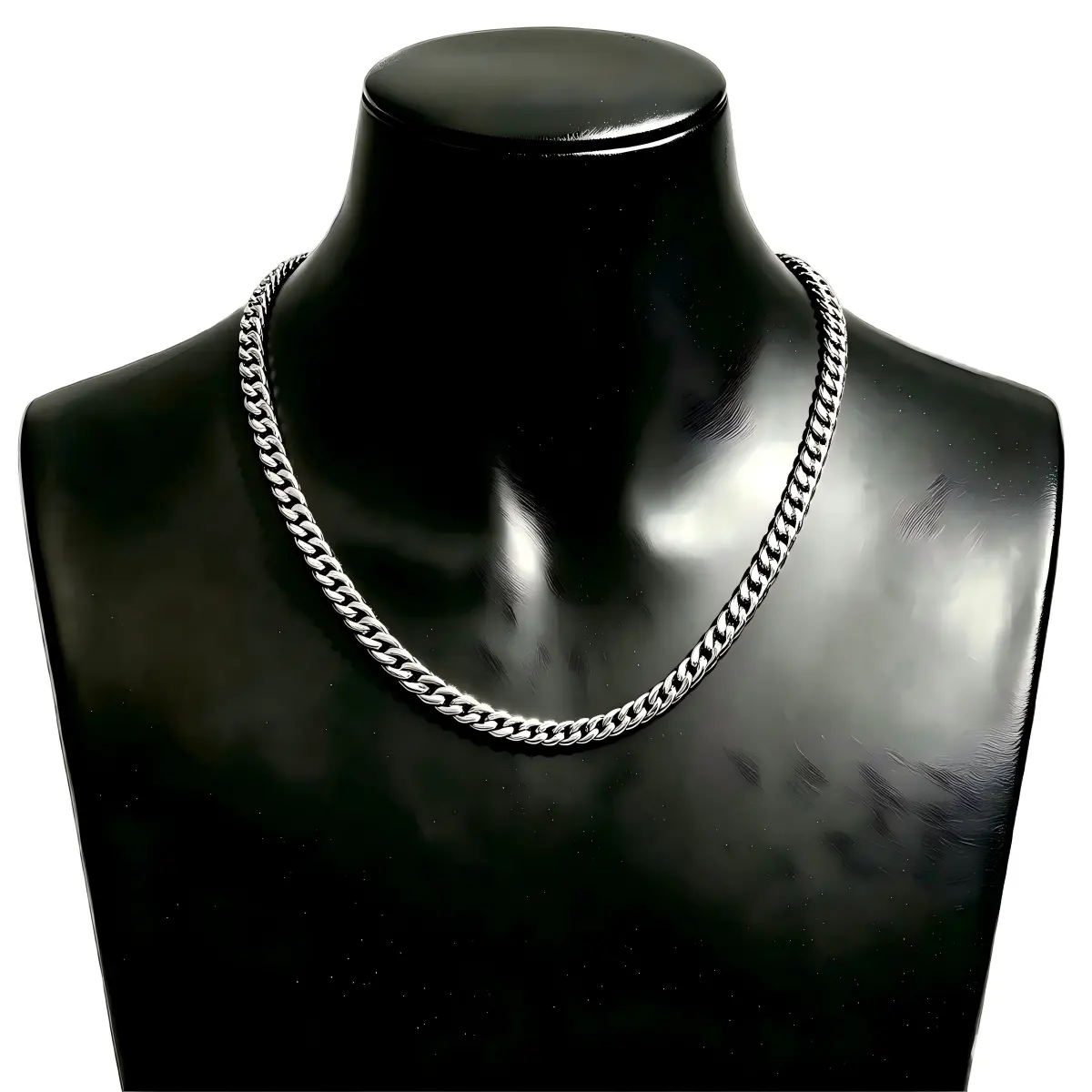 Men's Silver Cuban Curb Link Chain Necklace - Zinc Alloy Silver-Plated Durable Men's Accessories, Hip Hop Fashion Costume Jewelry Gift, Curb Links