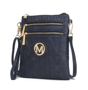 MKF Collection Scarlett Crossbody by Mia K. with Chain Strap and Adjustable Strap, Zippered Closure, and Logo Design