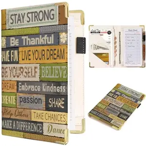 Vintage Server Books for Waitress-PU Leather Waiter Book Server Wallet with Zipper Pocket,Encouraging Self Waitress Book&Waitstaff Organizer with Money Pocket Fit Server Apron 7.9 x 5 Inch Book