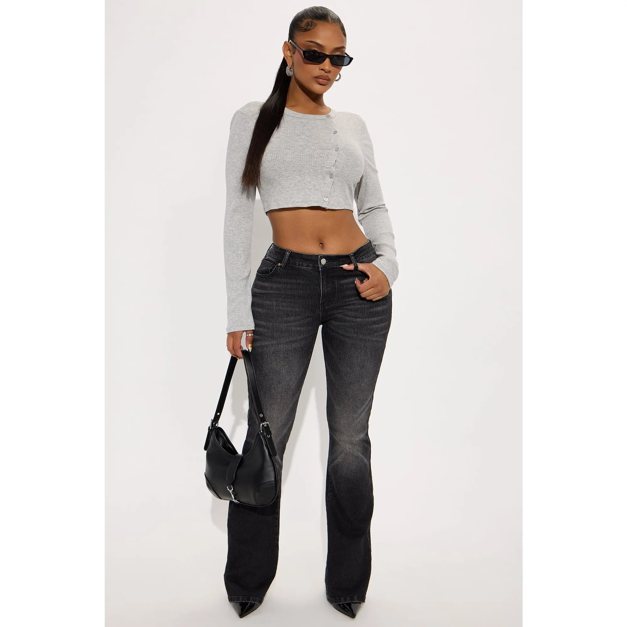 Forever Stretch Low Rise Flare Jeans - Black Wash