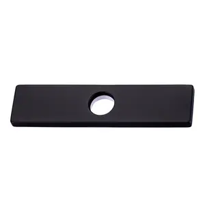 WOWOW 10" Sink Hole Cover Deck Plate for Bathroom & Kitchen Vanity, Black Faucet Escutcheon Plate, Stainless Steel Outside Cover Cap, Rectangle Mixer Tap