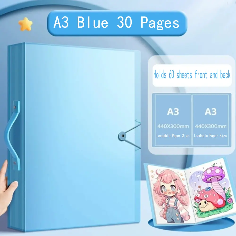 Diamond Painting Folder Storage Binder A3 / Folder Storage Ring Binder Artwork Ring Binder   durable pp material Artwork Portfolio 30-Page Ring Binder (Double-Sided) / Certificate Folder