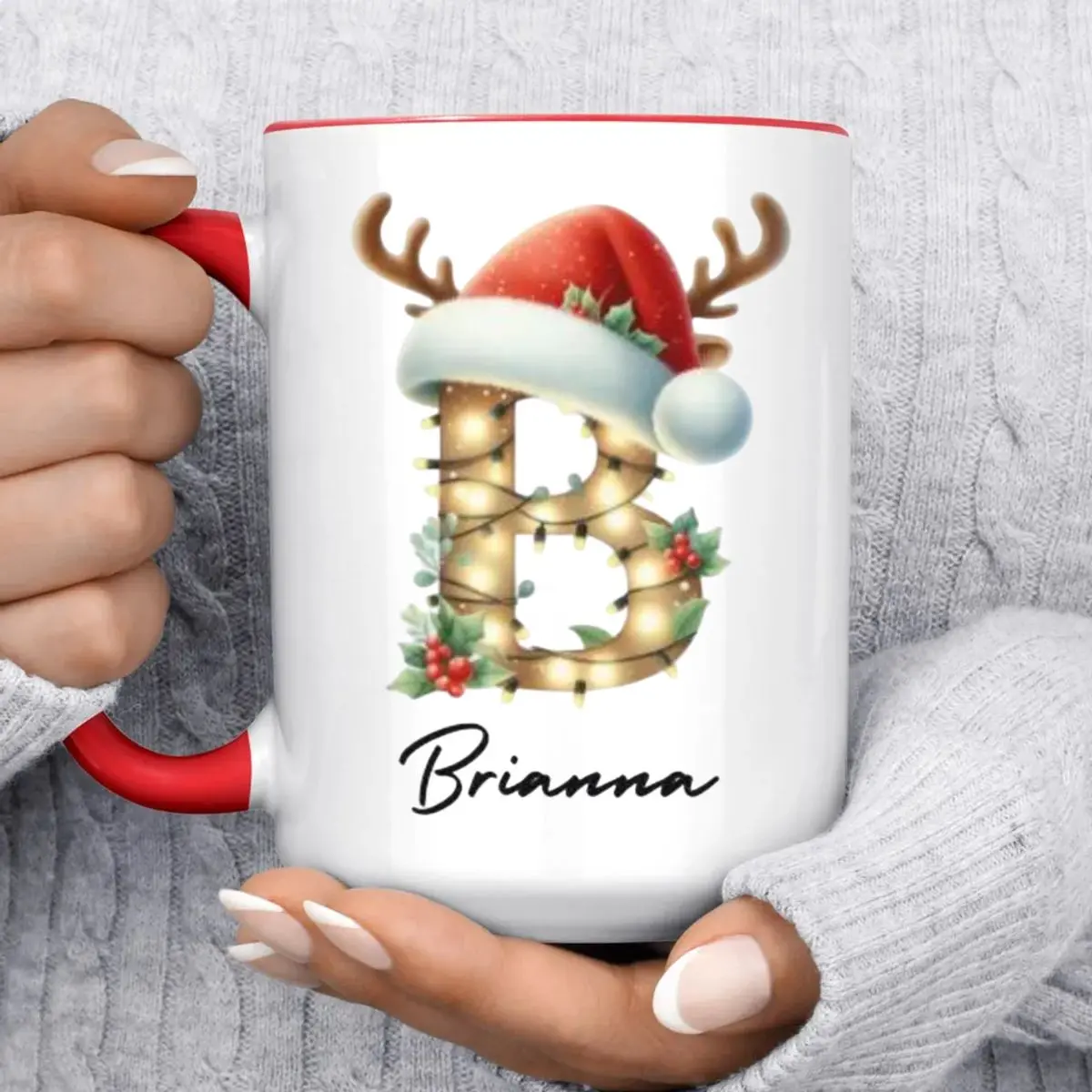 Personalized Hot Chocolate Mug, Custom Christmas Coffee Mug With Names, Monogrammed Christmas Cup, 11 15oz Ceramic Gift For Family Friends