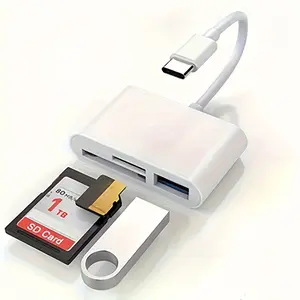 3-in-1 Type-C Card Reader SD TF, Portable Memory Card Adapter