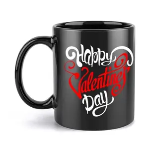 1pc Valentine S Day Coffee Mug Elegant Black Cup with Red White Script 11oz Cup Hot Cold Drinks Anniversary Birthday Christmas New Year Durable Everyday Special Occasion Cu
