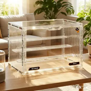 4-Tier Clear Acrylic Display Case, Ideal for Articulated Figures, Dolls, Toys, Collectibles - Large Capacity Stackable Display Cabinet, Magnetic Door, Dustproof Storage & Organizer Box, Tool-Free Easy Assembly