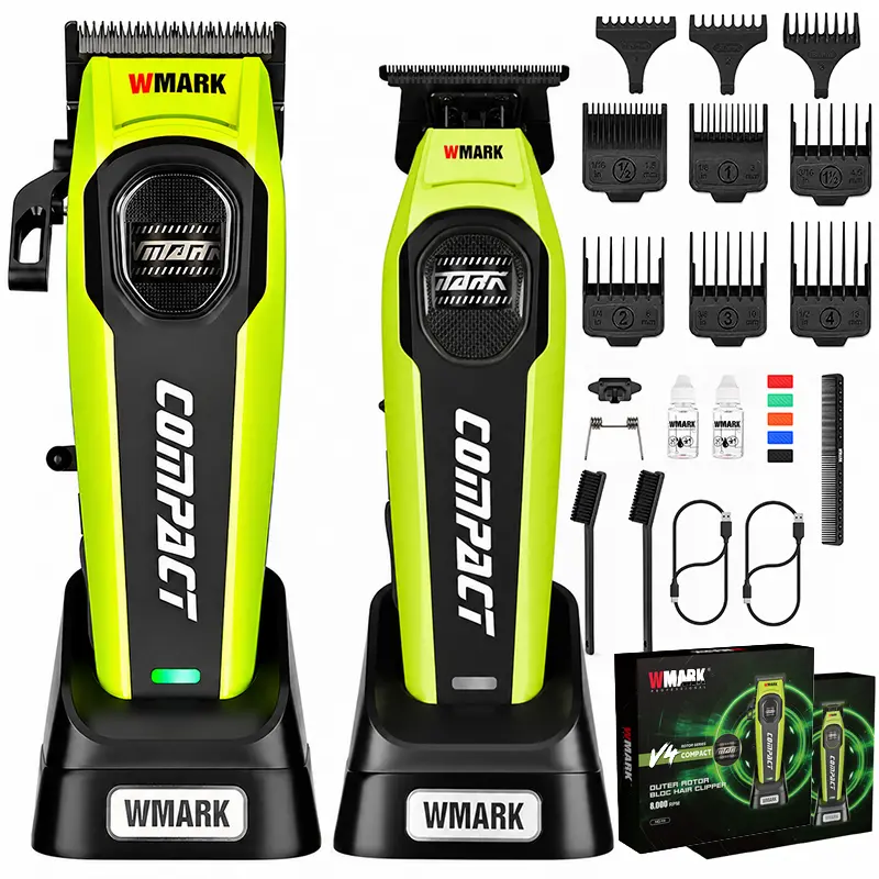 WMARK NG-V4/NG-VT4 Professional Cordless Hair Clippers - 0-Gap T-Blade Trimmer for Men, 8000 RPM Rechargeable Barber Fade & Detail Tool, Wireless USB-C Plug Groomer for Hair & Body
