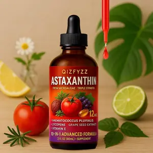 Astaxanthin 12mg Liquid Drops | Triple-Strength Microalgae Formula with Haematococcus Pluvialis, Grape Seed & Tomato Extract | L-Tyrosine, Vitamin E & Copper Gluconate | Antioxidant Skin & Eye Care | 60ml