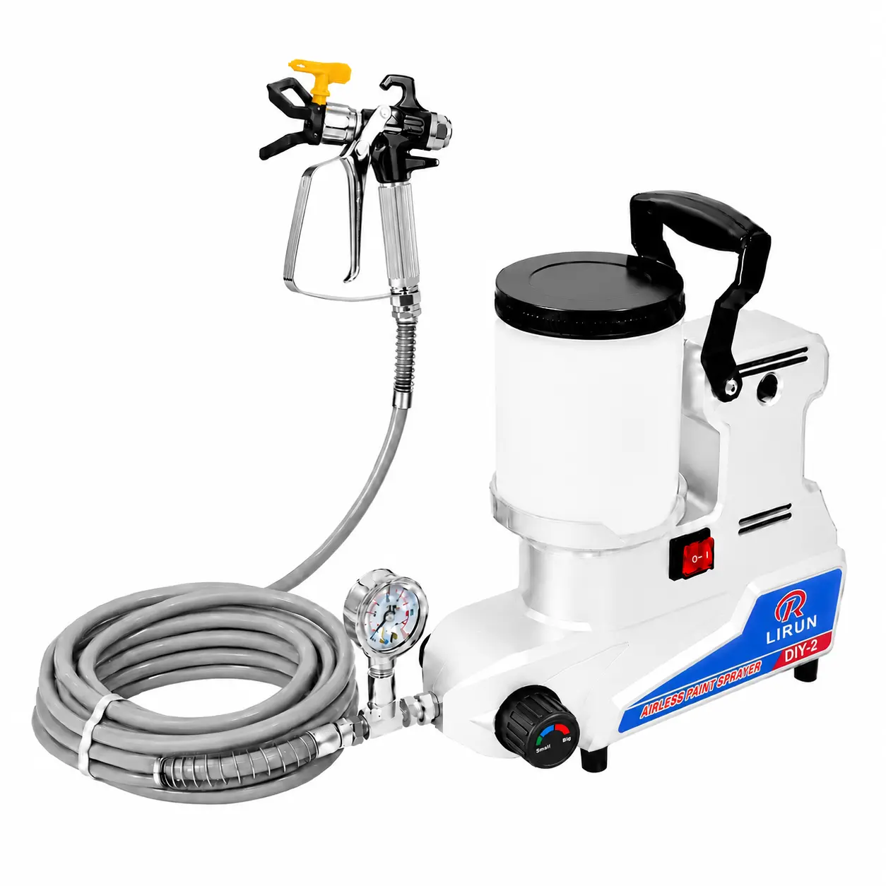 Portable Airless Paint Sprayer, 800W, 110V, 2.5 L/min High-Flow Output, 3 Adjustable Speed Settings, 2.5 L Hopper, Compact Design for DIY Projects and Latex Paint Spraying
