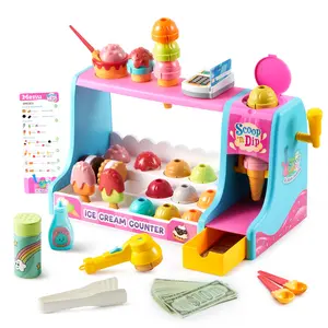 Ice Cream Maker Toy for Pretend Play, Play Food Toy Set, Play Kitchen Accessories, Christmas Preschool Gifts for Girls Boys Kids Toddlers Age 3+