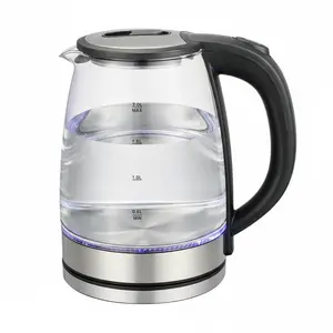 2L Electric Kettle with Blue Light 1500W Fast Boil Glass Tea Coffee Maker Auto Shut-Off & Boil-Dry stainless inner Protection Home Water Boiler Thermo Pot Kitchen Automatic Durable water level gauge boil dry wide opening