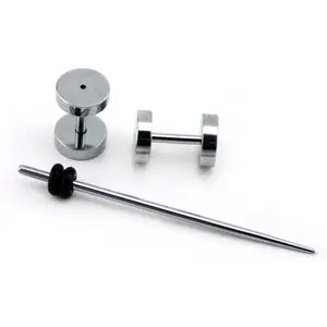 (16G - 1.25mm 3 Piece Surgical Steel Gauge Set Taper and Plugs 16 Gauge Ear Stretching Kit