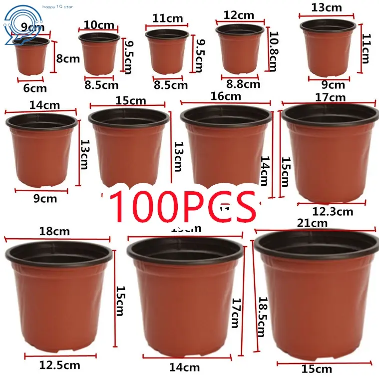 Garden Plastic Plant Flower Pots Nursery Seedlings Starting Pot Container 100PCS 6.69x4.84x5.9 inches