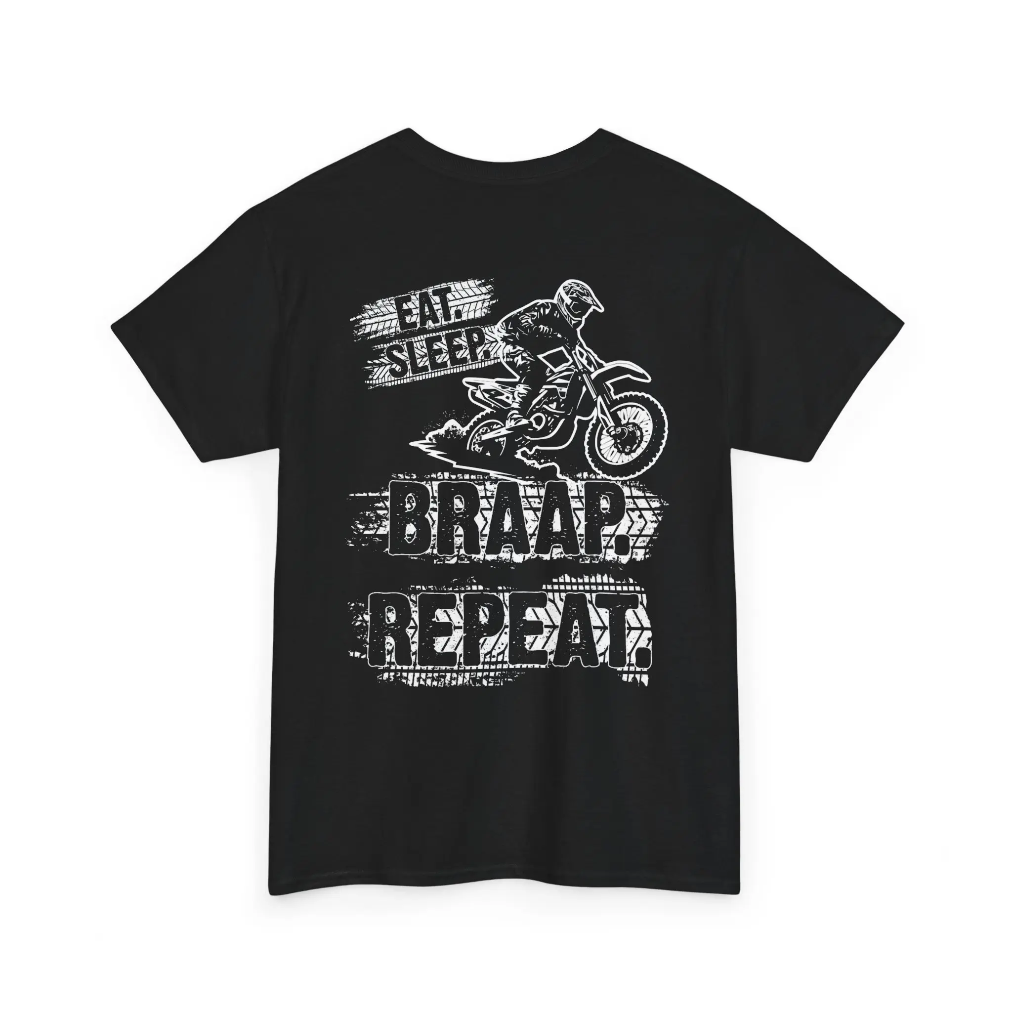Men's Motocross Graphic T-Shirt, Short Sleeve 100% Cotton Knit Top with Ribbed Collar for Outdoor Racing, Shortsleeve, Menswear, Streetwear, Casual, Round Neck, Fabric