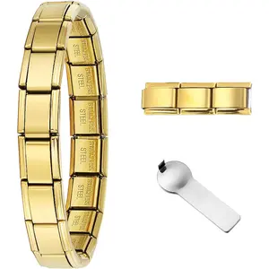 9mm Italian Charm Bracelet Starter Set, Stainless Steel Classic Link Bracelet for Women Men, Adjustable 6.75-8 inch, 18+3 Links with Connector Tool - Multiple Colors