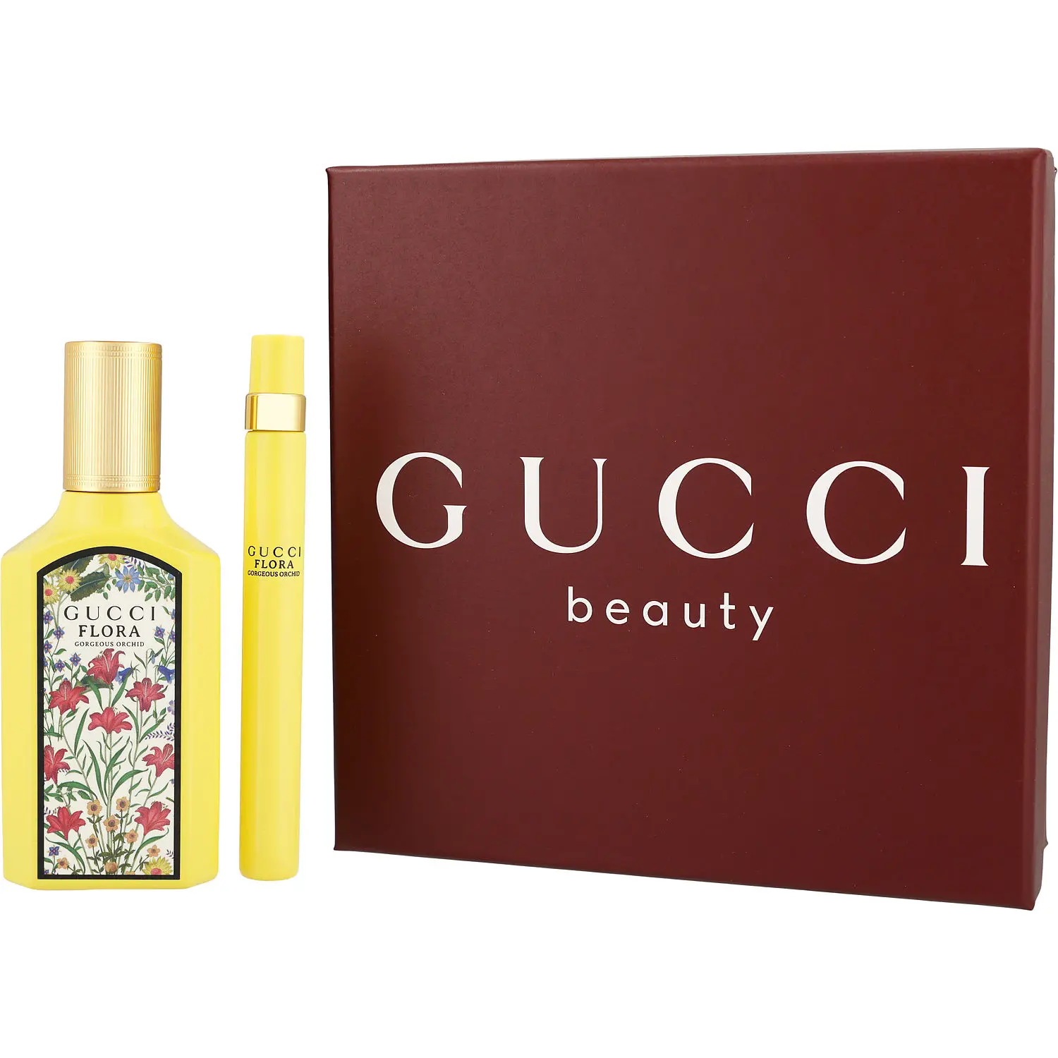 Gucci Flora Gorgeous Orchid Set-Eau De Parfum Spray 1.7 Oz & Eau De Parfum Spray 0.33 Oz Mini For Women